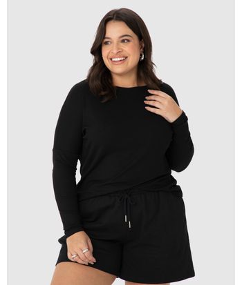 Blusa Feminina Plus Size Mullet Em Malha Canelada De Viscose