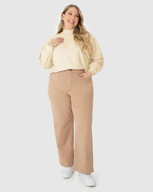 Blusão Amplo Feminino Plus Size Gola Alta Em Moletom Sarjado