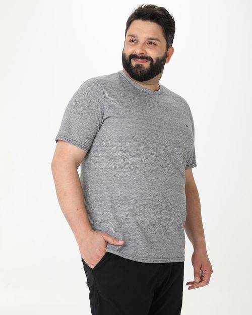 Camiseta Básica Masculina Plus Size Em Malha Mesclada Anti Odor