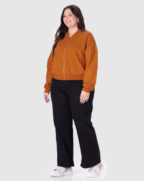Jaqueta Bomber Feminina Plus Size Em Moletom Stretch Linho