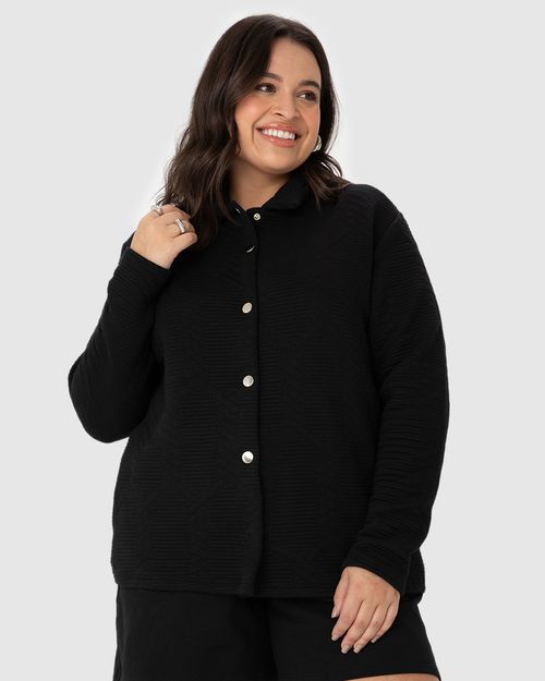 Jaqueta Feminina Plus Size Em Malha Matelassê
