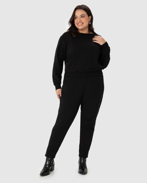 Calça Alfaiataria Feminina Plus Size Em Moletom Stretch