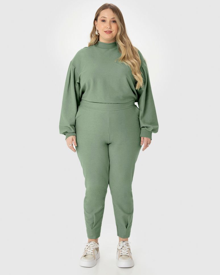 Calça Feminina Plus Size Em Moletom Sarjado
