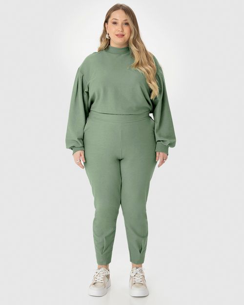 Calça Feminina Plus Size Em Moletom Sarjado