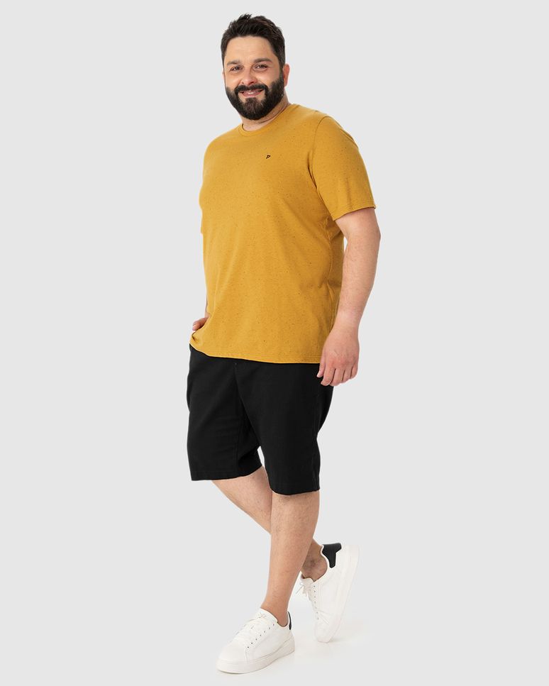 Camiseta Básica Masculina Plus Size Com Bordado Em Malha Botonê