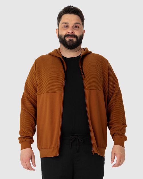Jaqueta Masculina Plus Size Recorte Frontal Em Moletom Flanelado