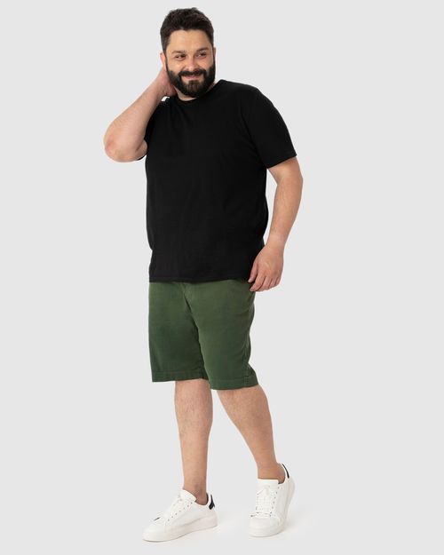 Bermuda Masculina Tradicional Plus Size Bolso Faca Em Sarja Com Elastano