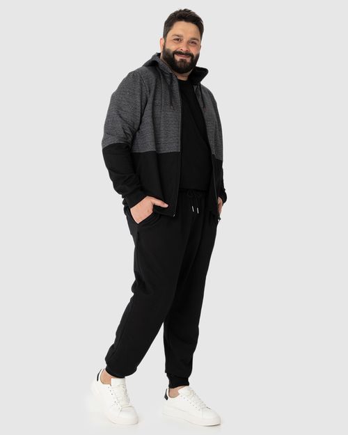 Jaqueta Masculina Plus Size Bicolor Em Moletom Rajado