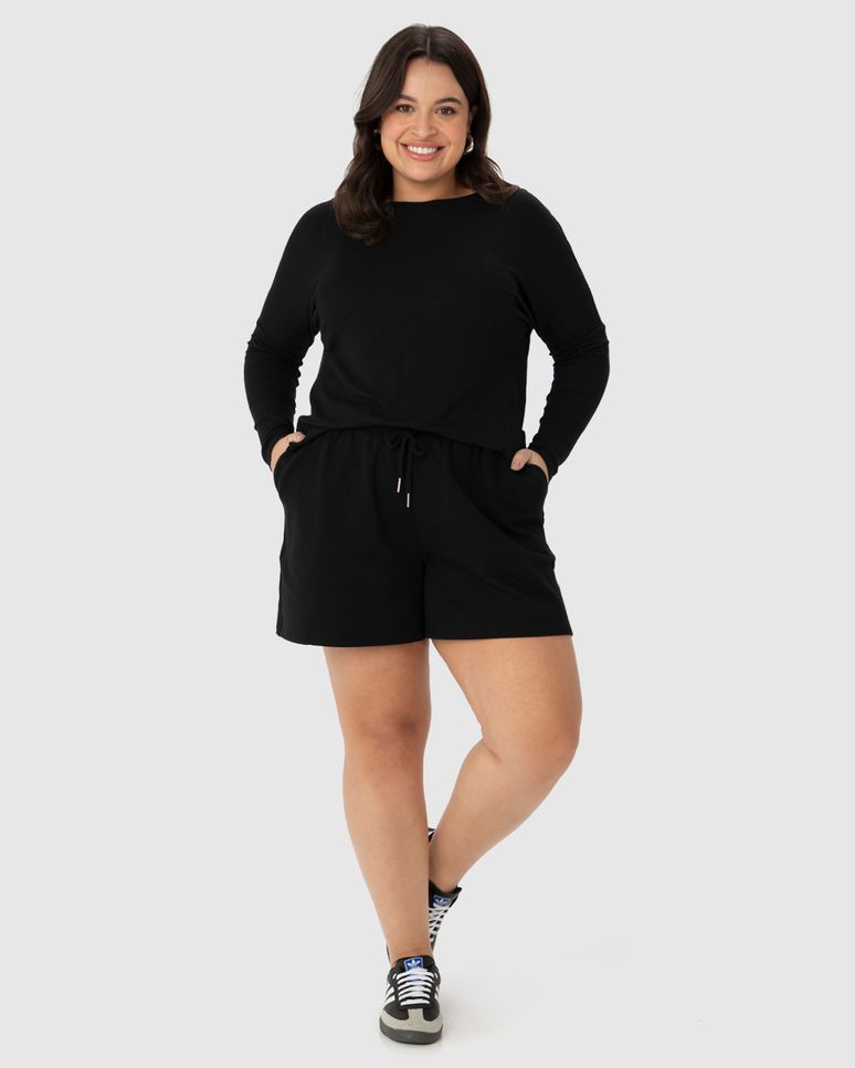 Blusa Feminina Plus Size Mullet Em Malha Canelada De Viscose