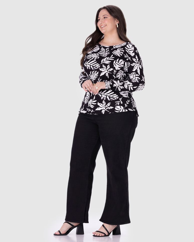 Blusa Feminina Plus Size Mullet Em Malha Canelada De Viscose