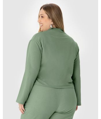 Blusa Ampla Feminina Plus Size Em Moletinho Stretch Linho