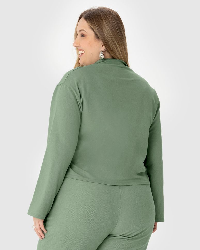 Blusa Ampla Feminina Plus Size Em Moletinho Stretch Linho