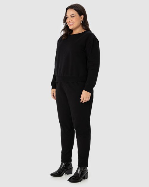 Calça Alfaiataria Feminina Plus Size Em Moletom Stretch