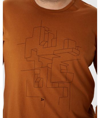 Camiseta Masculina Plus Size Estampa Frontal Manga Longa Em Algodão