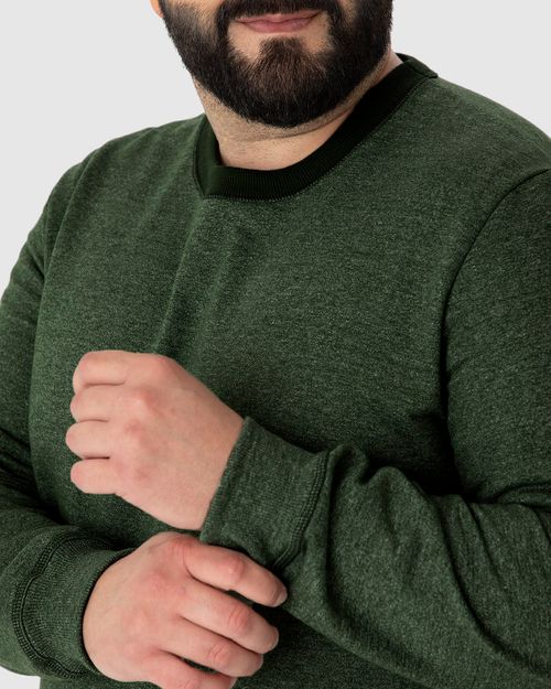 Blusão Masculino Plus Size Gola Redonda Em Moletom Rajado Flanelado