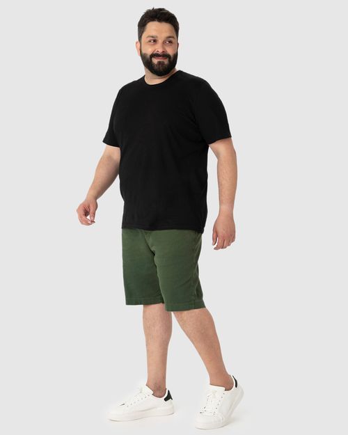 Bermuda Masculina Tradicional Plus Size Bolso Faca Em Sarja Com Elastano