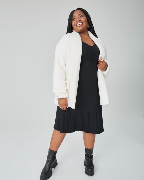 Casaco Feminino Plus Size Em Malha Pelúcia