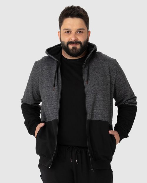 Jaqueta Masculina Plus Size Bicolor Em Moletom Rajado