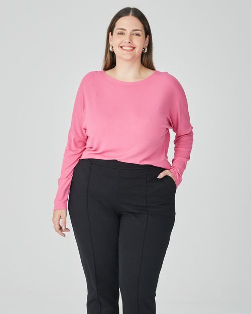 Blusa Feminina Plus Size Mullet Em Malha Canelada De Viscose