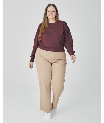 Blusão Cropped Feminino Plus Size Em Moletom Stretch Flanelado