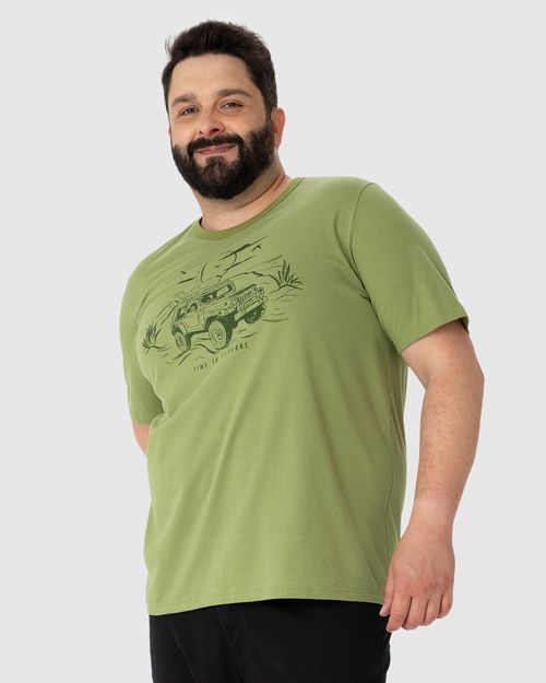 Camiseta Masculina Plus Size Estampa Frontal Em Algodão