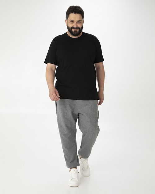 Calça Jogger Masculina Plus Size Em Moletom Flanelado