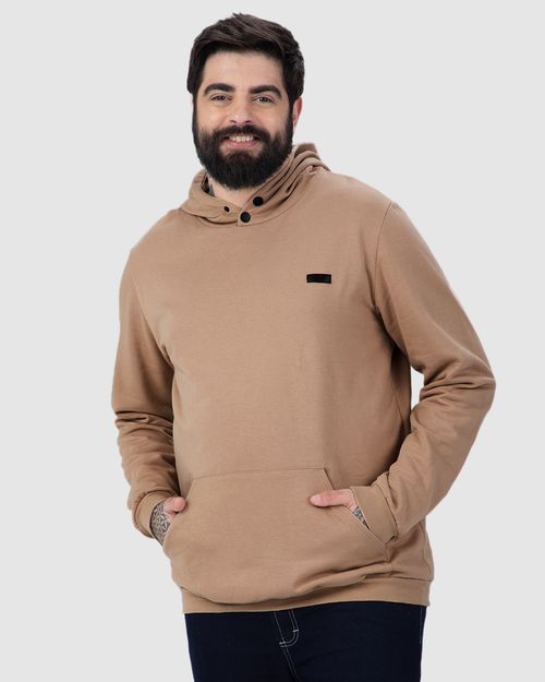 Blusão Masculino Plus Size Capuz E Bolso Canguru Em Moletom Flanelado