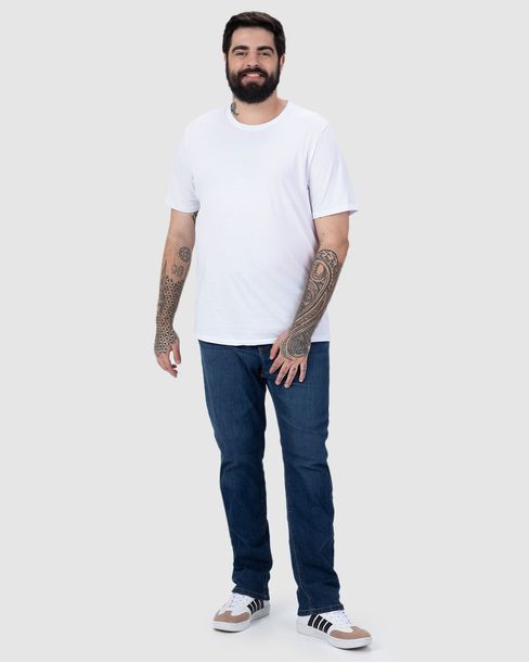 Calça Masculina Plus Size Slim Em Flex Jeans