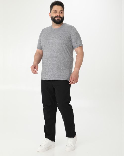 Camiseta Básica Masculina Plus Size Em Malha Mesclada Anti Odor