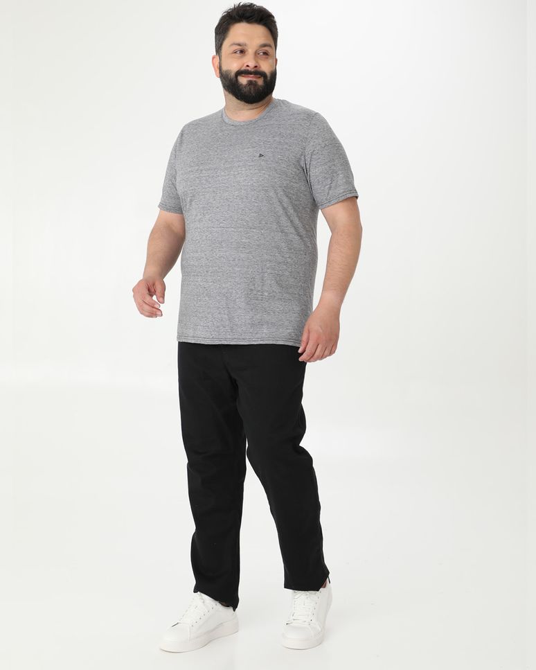 Camiseta Básica Masculina Plus Size Em Malha Mesclada Anti Odor