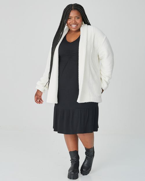Casaco Feminino Plus Size Em Malha Pelúcia