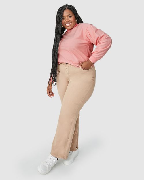 Blusão Amplo Feminino Plus Size Gola Alta Em Moletom Sarjado