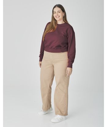 Blusão Cropped Feminino Plus Size Em Moletom Stretch Flanelado