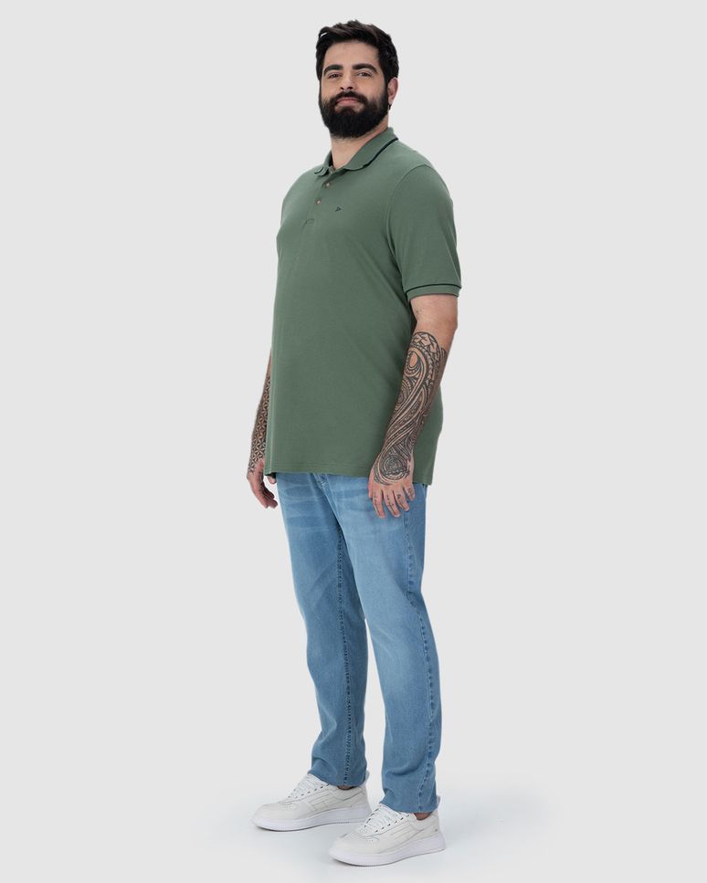 Camisa Polo Masculina Plus Size Bordado Frontal Em Piquet Premium