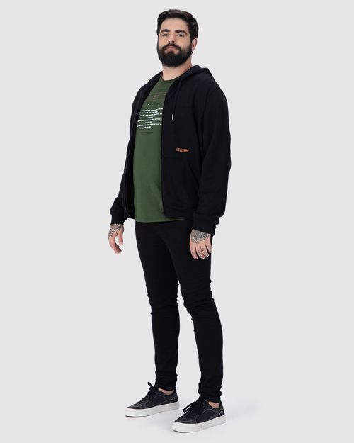 Jaqueta Masculina Plus Size Bolso Canguru Em Moletom Flanelado