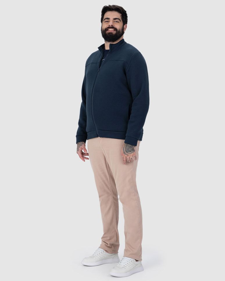 Jaqueta Masculina Plus Size Gola Alta Em Moletom Premium