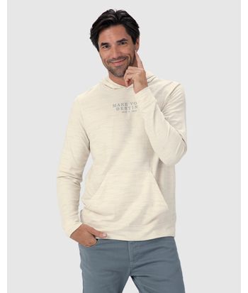 Blusão Masculino Com Capuz Make Your Destiny Em Moletinho Rajado