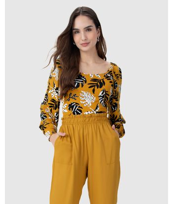 Blusa Cropped Feminina Estampada Em Malha Viscose Stretch