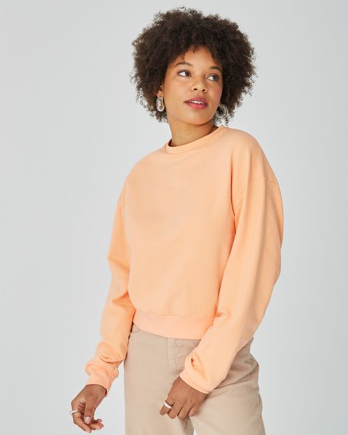 Blusão Feminino Gola Redonda Em Moletom Stretch Flanelado
