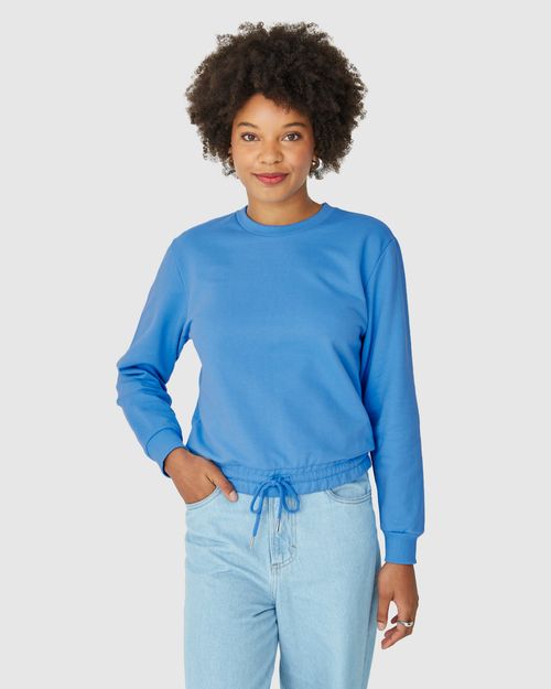 Blusão Feminino Barra Com Cadarço Em Moletom Flanelado