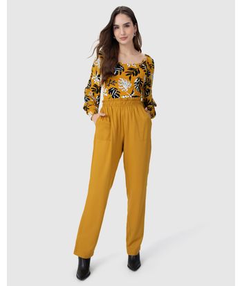 Calça Clochard Feminina Em Viscose Sarjada