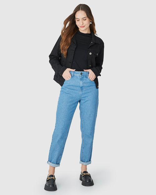 Calça Feminina Mom Cintura Alta Em Jeans 100% Algodão