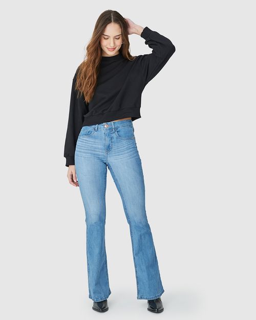 Calça Feminina Small Flare Push Up Em Flex Jeans