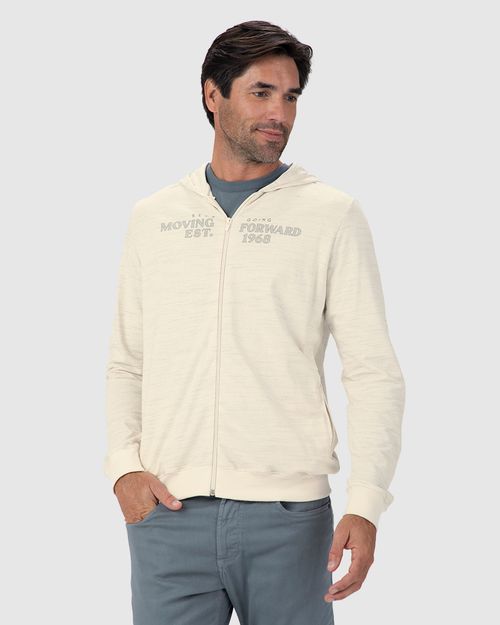 Jaqueta Masculina Estampa Lettering Em Moletinho Rajado