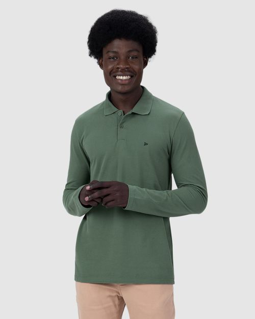 Camisa Polo Masculina Manga Longa Em Piquet Premium