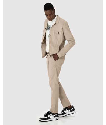Calça Masculina Chino Em Sarja Com Elastano