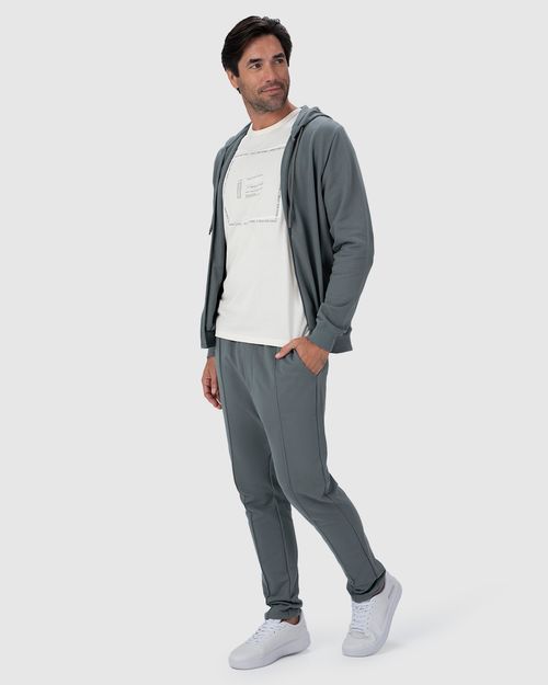 Jaqueta Masculina Com Capuz Em Moletom Sarjado