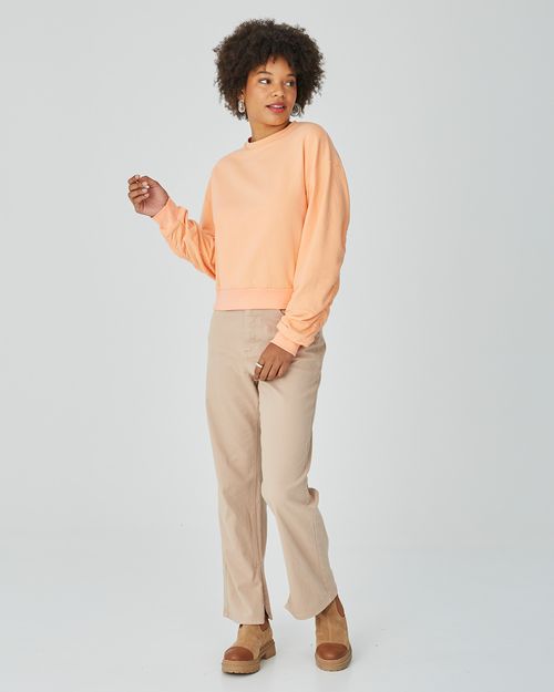 Blusão Feminino Gola Redonda Em Moletom Stretch Flanelado