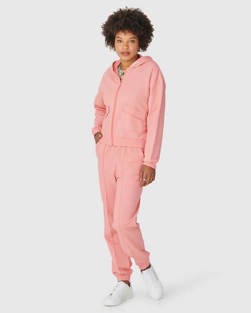 Calça Jogger Feminina Recorte Frontal Em Moletom Flanelado