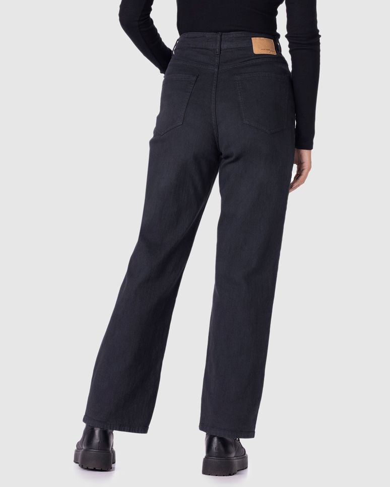 Calça Straight Cropped Feminina Em Sarja Com Elastano Eco